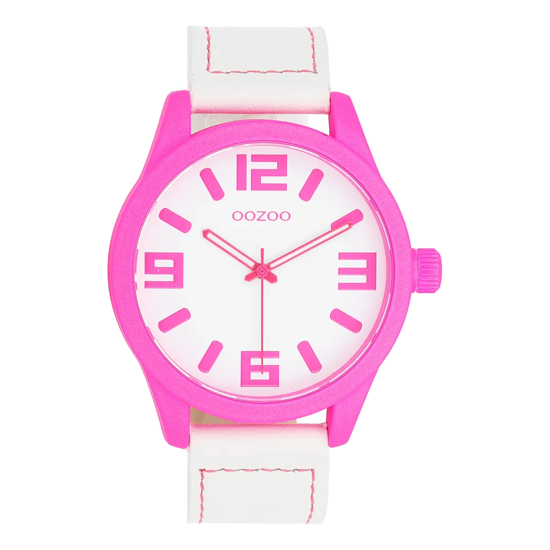 OOZOO Timepieces Damenuhr Weiß/Pink C0903