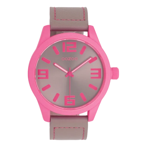 OOZOO Timepieces Damenuhr Taupe/Neon-Pink C0906