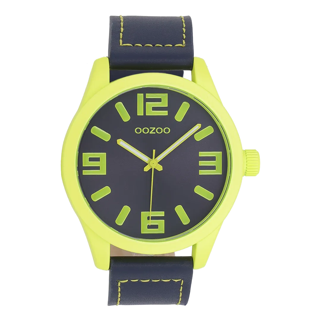 OOZOO Timepieces Herrenuhr Dunkelblau/Lime C0907