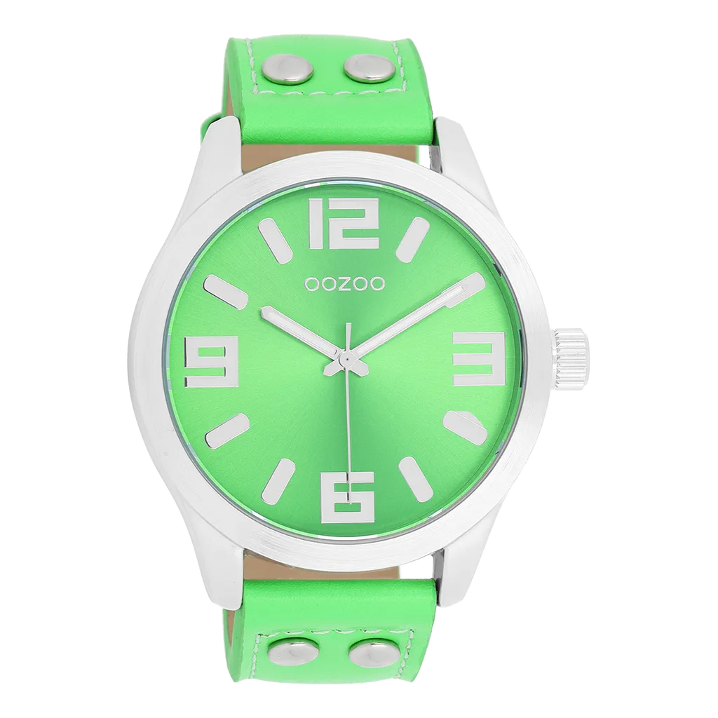 OOZOO Timepieces Damenuhr Neongrün/Silber C1070