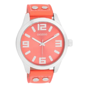 OOZOO Timepieces Damenuhr Korallenrot/Silber C1073