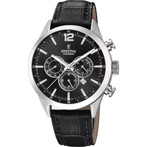 Festina Herren Uhr Timeless Chrono F20542/5 Leder Armband