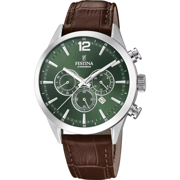 Festina Herren Uhr Timeless Chrono F20542/8 Leder Armband