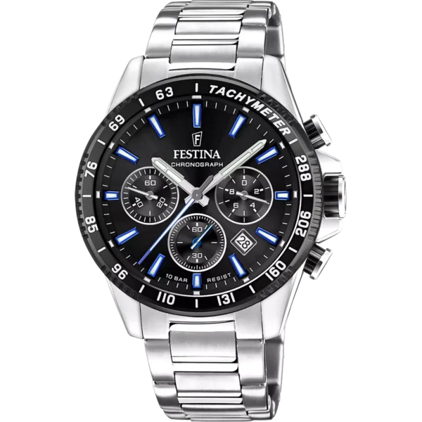 Festina Herren Uhr Timeless Chrono F20560/5 Edelstahl Armband