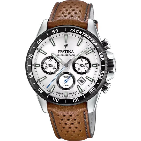 Festina Herren Uhr timeless Chrono F20561/1 Lederarmband