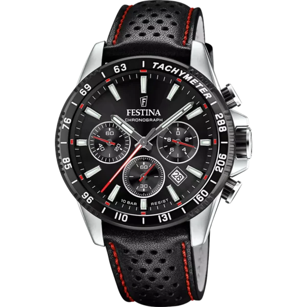 Festina Herren Uhr Timeless Chrono F20561/4 Leder Armband