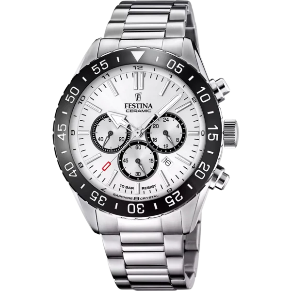 Festina Herren Uhr Keramik F20575/1 Weiß, Edelstahl Armband