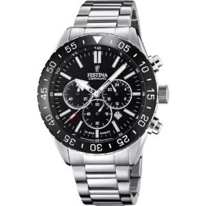 Festina Herren Uhr Keramik F20575/3 schwarz, Edelstahl Armband