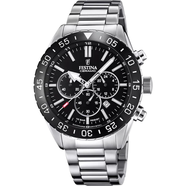 Festina Herren Uhr Keramik F20575/3 schwarz, Edelstahl Armband
