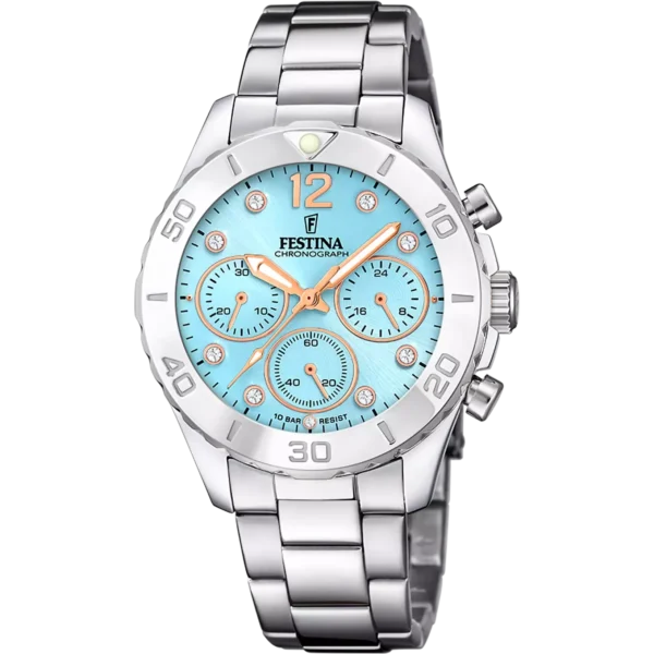 Festina Damen Uhr Boyfriend Collection F20603/4 Türkis, Edelstahl Armband