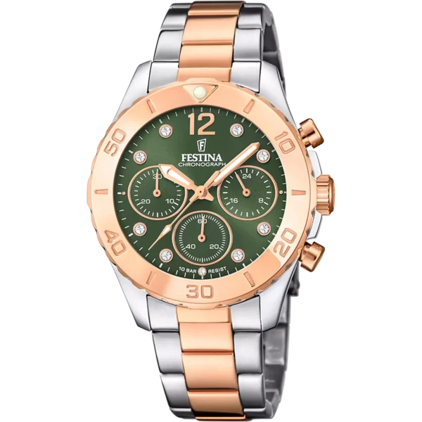 Festina Damen Uhr Boyfriend Collection F20605/2 Grün Edelstahl Armband