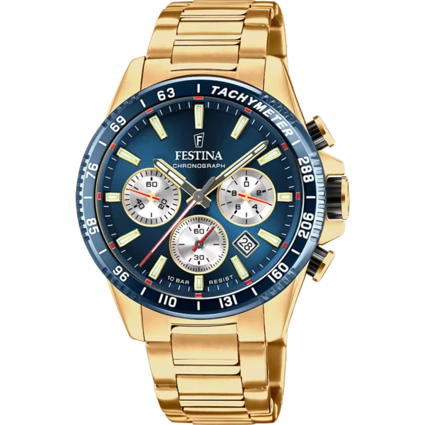 Festina Herren Uhr Timeless Chronograph F20634/2 Blau Edelstahlband