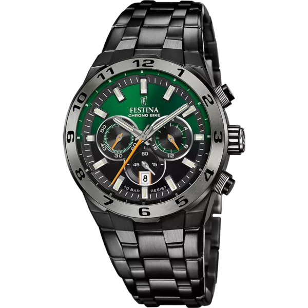 Festina Herren Uhr Chrono Bike F20673/2 Grün Edelstahl Armband