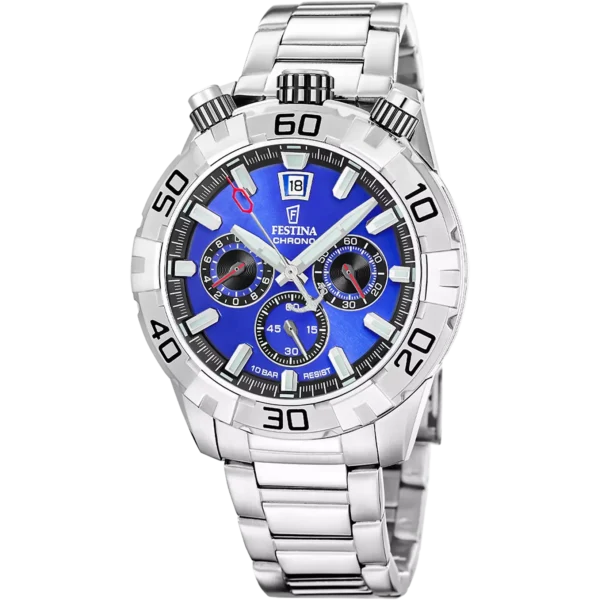 Herrenuhr Festina Bullhead Blau mit Stahlarmband F20743/3