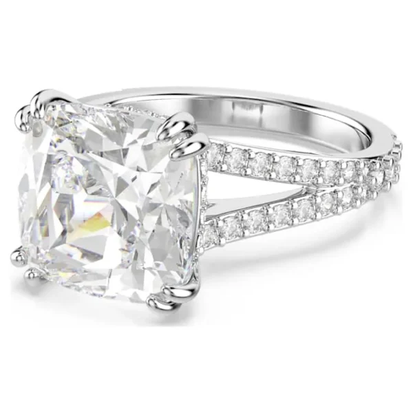 Swarovski Stilla Cocktailring Weiß, Rhodiniert