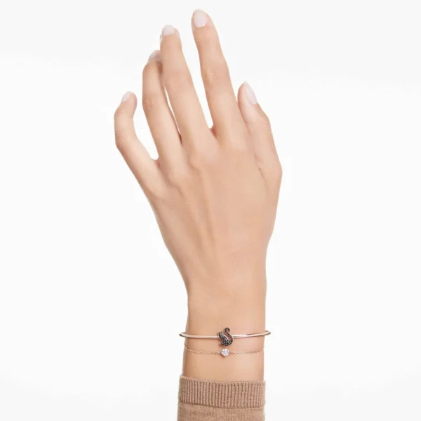 Swarovski Schwan Armreif Schwarz Roségold – Bild 2