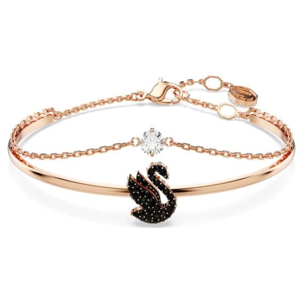 Swarovski Schwan Armreif Schwarz Roségold